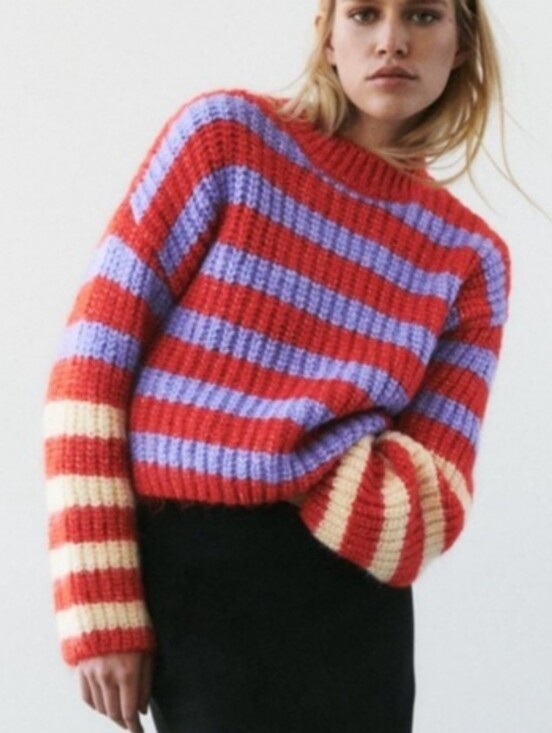 Zara Sweaters - Zara Chunky Knit Striped Sweater Size Small